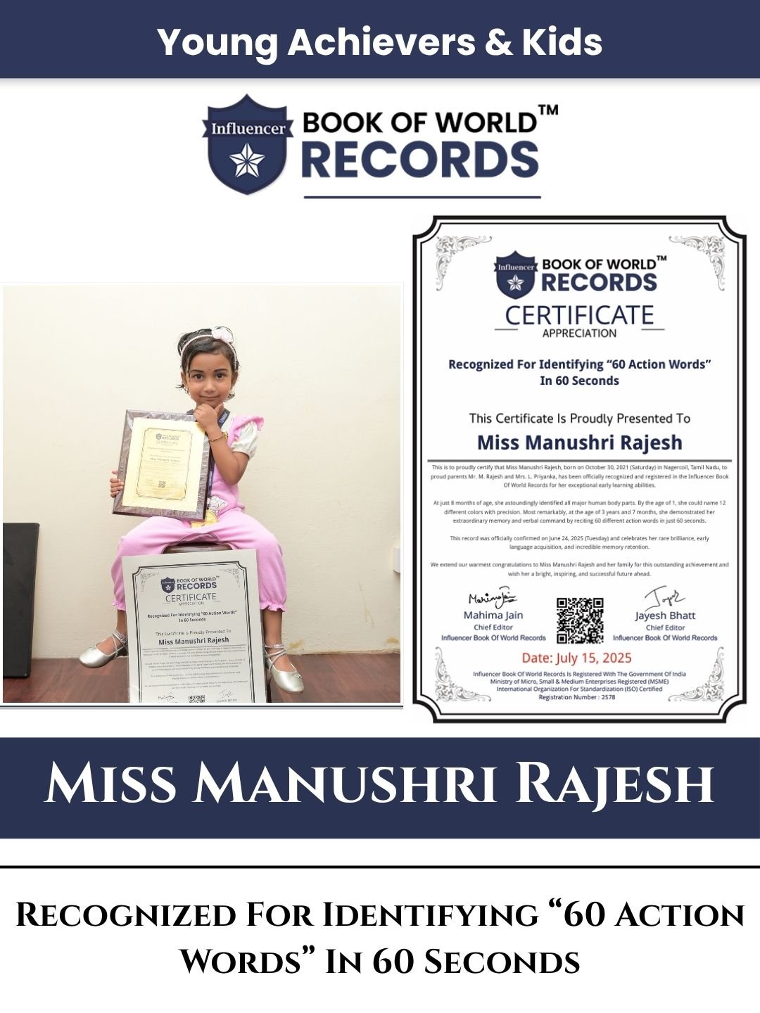 Miss Manushri Rajesh